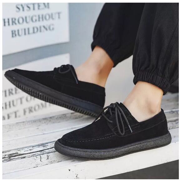 Zara Women’s Flat Split Real Suede Lace Up Loafers Shoes In Black Sz 36/6 US - Picture 6 of 14